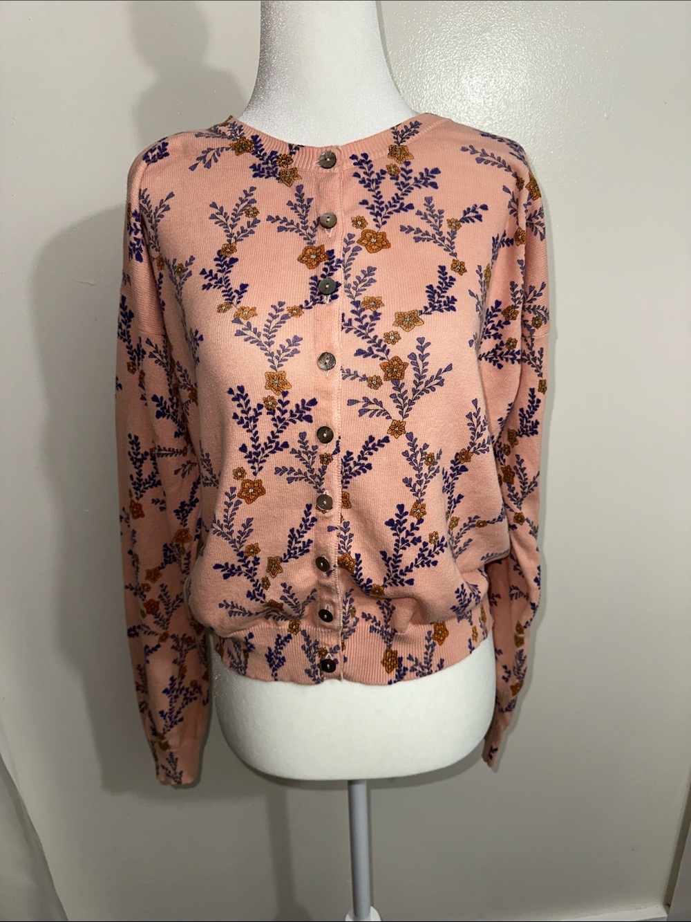 Sundance Pink Floral Button-Front Cardigan